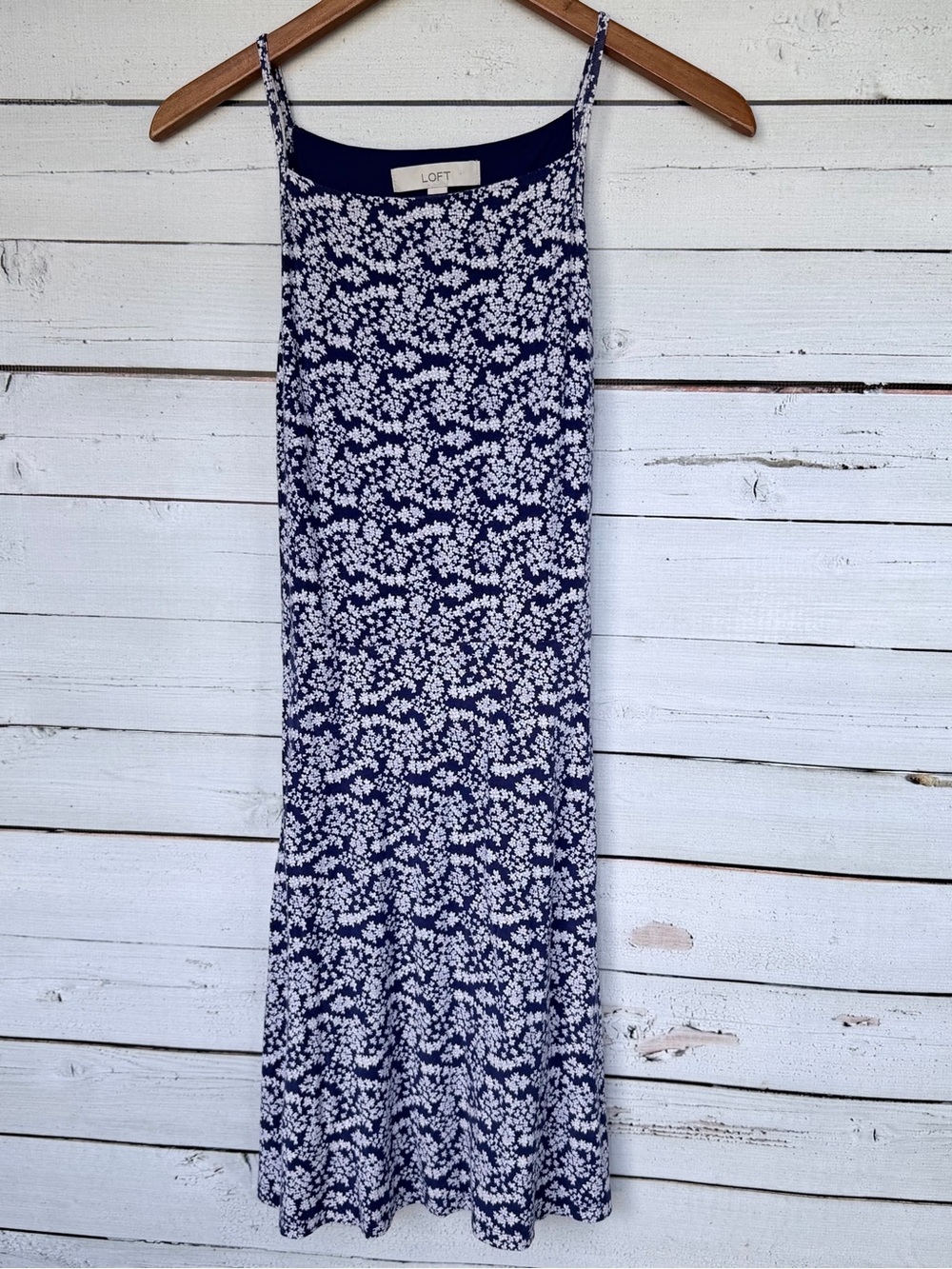 LOFT Floral Print Strappy Cami Slip Midi Dress - Size Medium